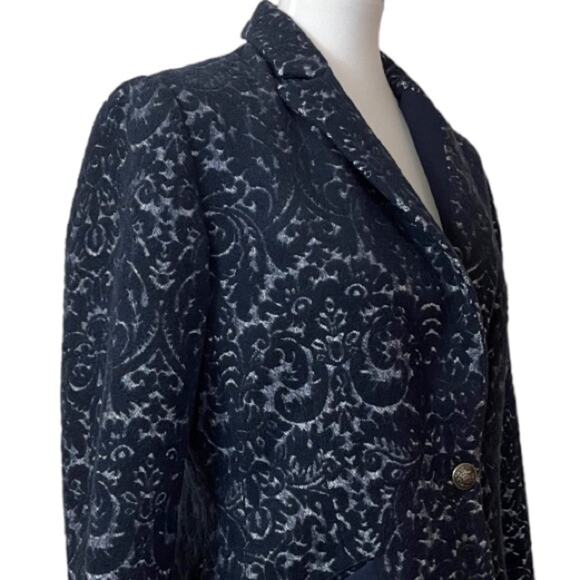 Cabi Women’s Blazer #109 Jacquard Velvet One Button Pockets Blue Paisley Size 6 - Picture 6 of 12